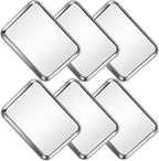 CACOLES Stainless Steel Baking Sheet Pan Set of 6, Cookie Sheet Metal Baking Pan Oven Tray, Cooking Baking Sheet for Toaster Oven, Easy Clean, Dishwasher Safe, 9 x 7 x 1 Inch