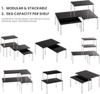 Cabinet Organizer Acrylic Spice Rack, 4 Pack Stackable Shelf Riser for Kitchen Pantry Countertop, Expandable Storage Organizer for Bathroom Office