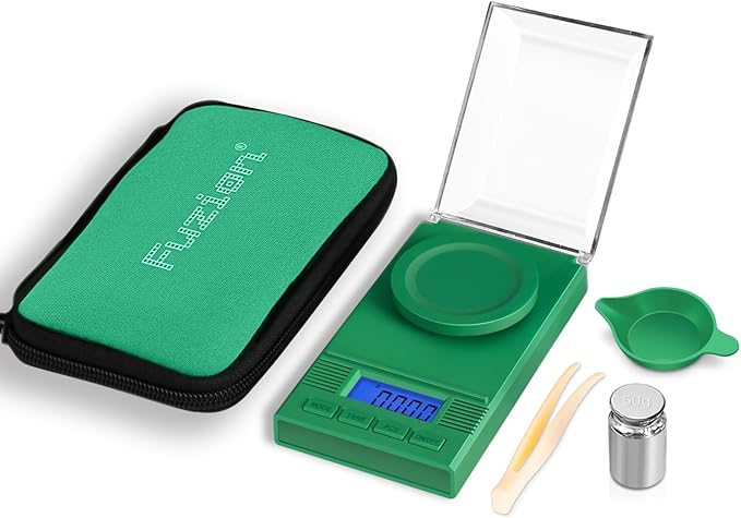Fuzion Milligram Scale 50g/ 0.001g, Portable mg Scale with LCD Backlit, Tare, Digital Jewelry Scale, Microgram Scale for Powder, Gold, Gem, Reloading, Batteries Included