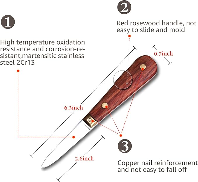 SPEENSUN Oyster Shucking Knife - Not Easy to Break and Bend, More Secure with Gloves (2 Knife and 1 Glove L) - Best Oyster Shucking Set