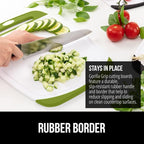 GORILLA GRIP BPA-Free Reversible Kitchen Cutting Board Set of 3, US Designed, Nonporous, Juice Grooves Catch Liquid, Slip Resistant Border, Dishwasher Safe, Durable Food Chopping Boards, Lime Green