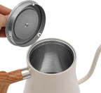 0.9L Electric Kettles, Gooseneck Electric Kettle with Stainless Steel Inner, 104-212℉ temperature adjusted,Quick Heating for Pour Over Coffee, Brew Tea, Boil Hot Water (White)