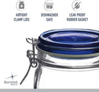 Bormioli Rocco Fido Square Jar with Blue Lid, 67.5-Ounce