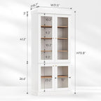 70.8" Tall Farmhouse Kitchen Pantry Cabinet with Glass Doors, Modular Storage Cabinet with 6-Tier Adjustable Shelves, White, Wooden Hutch for Kitchen, Living Room, Set of 2