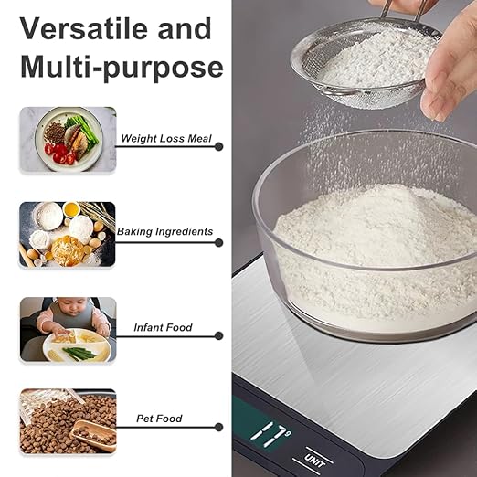 Food Scale,Digital Kitchen Scale,Weight in Grams and Ounces for Baking, Cooking, and Meal Prep,6 Units with Tare Function,LCD Display,11lb,Scale for Food