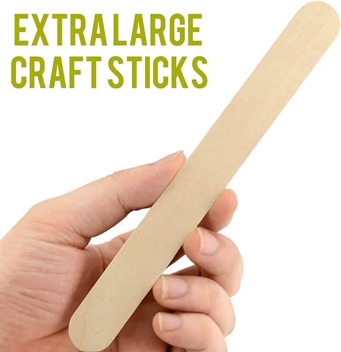 WISYOK 8'' Jumbo Craft Sticks - 42pcs Extra Large Natural Premium Wood, Ice Cream Sticks, Wooden Jumbo Sticks, Large Tongue Depressors, Plant Labels, Hair Removal and Waxing Supplies, Crafting