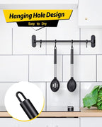 Pack of 2 Large Silicone Cooking Spoons,Non Stick Solid Basting Spoon,Heat-Resistant Kitchen Utensils for Mixing,Serving,Draining,Stirring (BLACK)
