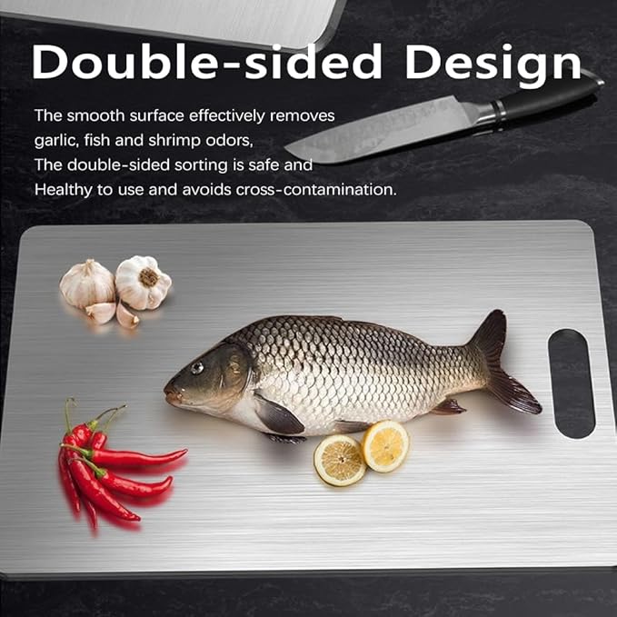 Titanium Cutting Board Set of 3,100% Pure Titanium Cutting Boards for Kitchen Double Sided,Hygiene Durable Dishwasher,Fruit & Vegetables （S+M+L)