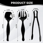 18 Count Plastic Serving Utensils Set, Disposable Serving Utensils for Catering Party Events, Including Black Plastic Spoons, Tongs and Forks (Black, 18pcs utensils)