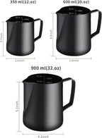 Milk Frothing Pitcher, 20OZ/600ML Stainless Steel Espresso Steaming Pitcher Coffee Milk Frother Cup with Decorating Art Pen for Espresso Machine, Milk Frother, Latte Art