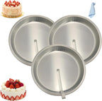 Easy Release Pans Round with Lever, 9.7" Quick Release Easy-Out Cake Pan Set,Baking Tools Pans Stainless Steel Round,Apple Pie Bake & Serve Sets, For All Kinds of Bases (3)