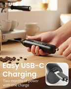 Elementi Milk Frother Wand Rechargeable Drink Mixer - Powerful USB-C Rechargeable Frother Handheld & Coffee Mixer Wand - Hand Held Milk Foamer to Make Perfect Cappuccinos, Lattes & Drink Mixes (Black)