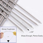 12PCS Kabob Skewers Flat Metal BBQ Barbecue Skewers 16" Long Hook Style Stainless Steel Shish Kebob Sticks Wide Sharp Reusable Grilling Skewers Set for Meat Shrimp Chicken Vegetable, 12 Pack