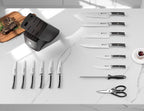 BRODARK Kitchen Knife Set with Block and Sharpener,15 PCS High Carbon Stainless Steel Knife Block Set, Ergonomic Pakkawood Handle for Christmas Kitchen Cooking