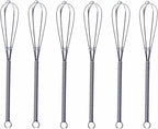 6 Pcs Small Wire Whisks 7 Inches Mini Stainless Steel Whisks for Cooking Kitchen