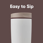 Owala SmoothSip Slider Insulated Stainless Steel Coffee Tumbler, Reusable Iced Coffee Cup, Hot Coffee Travel Mug, BPA Free 20 oz, Vanilla Bean