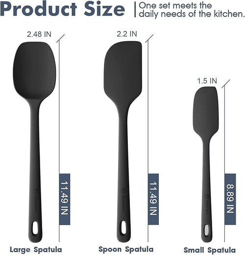 3 Pieces Silicone Spatula Set, Food Grade Rubber Spatula, Upgrade Strong Handle with Ergonomic Grip, Heat Resistant for Nonstick Cookware, Cooking