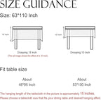 ISAENNE Designer Floral Extra Long Rectangle Tablecloth,French Linen Light Beige Indoor Table Cloth,Fall Wrinkle Resistant Decor Tablecloths for Dining Thanksgiving Kitchen,63"*110"-Flora A