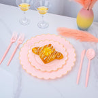 Supernal 180pcs Pink Plastic Silverware Heavy Duty Pink Party Disposable Cutlery Plastic Forks and Spoons Disposable Utensils Include 60 Forks,60 Knvies,60 Spoons for Wedding,Party or Daily Using