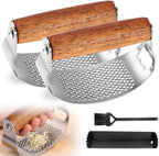 Stainless Steel Garlic Presser, Upgraded Garlic Press Rocker with Peeler and Cleaning Brush, Ergonomic Handle for Cooking Enthusiasts (2 pcs)