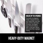 GORILLA GRIP Stainless Steel Magnetic Knife Holder for Wall, Multi-Purpose Magnet Bar for Knives, Tools, Art Supplies, Heavy Duty Strip Holds Up to 6 lbs, Kitchen Organizer, 12 Inch, Drilling Required