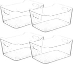 Small Clear Plastic Storage Bins, Perfect for Organization or Pantry and, Fridge Organizer, Cabinet Organizers