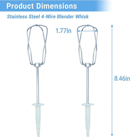 2-Pack Stainless Steel 4-Wire Blender Whisk Compatible with Braun HM3000 HM4644 HM5100 HM1010 Mixer - Durable Eggbeater Replacement Parts for Blending, Whisking, and Stirring