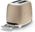 SMEG 2 Slice Toaster with 6 Presets and Defrost Function and Removable Crumb Tray TSF01CHMUS, Matte Champagne