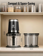 Food Processor, Electric Food Chopper with 2 Bowls (2 × 4 Cup) & 2 Dual-Layer S-Blade Sets, Meat Grinder & Vegetable Chopper for Meat, Onions, Garlic, Nuts, Salad & Baby Food