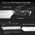 Astercook Knife Set, Kitchen Knives Set with Block and Dual Sharpener Full Tang 15 Pcs German Stainless Steel Knives Sharp Blade Dishwasher Safe Knife Set with Ergonomic Handle, Elegant Black