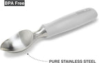 BALCI Ice Cream Scoop - Heavy Duty Stainless Steel Icecream Scooper With Non-Slip Rubber Grip - Professional Metal Ice-Cream Spade - Dishwasher Safe – Grey