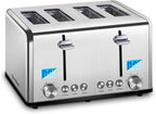 Roter Mond Countdown Stainless Steel 4 Slice Toaster with Bagel, Defrost, Cancel Function, Dual Toaster, Extra Wide Slots, 6 Shade Settings, Removable Crumb Trays, 1650W