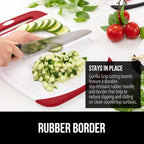 GORILLA GRIP BPA-Free Reversible Kitchen Cutting Board Set of 3, US Designed, Nonporous, Juice Grooves Catch Liquid, Slip Resistant Border, Durable Food Chopping Boards, Christmas Kitchen Decor, Red