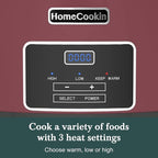 HOMECOOKIN 6-Quart Programmable Slow Cooker with Timer - Small Kitchen Appliance for Family Dinners - Serves 6+ People - Heat Settings: Keep Warm(Red Shell + White Ceramic Liner)