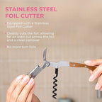 Pocket Prestige Waiters Corkscrew By Coutale Sommelier - Naturalwood - French Patented Spring-Loaded Double Lever Wine Bottle Opener for Bartenders and Gifts - Sharp Micro-Serrated Knife