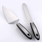 Cake Cutting Set for Wedding Cake Knife and Server Set, Cake Cutter and Pie Spatula, Cake Server and Knife Set of 2 (Plastic Handle, Silver)