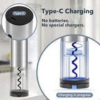 Electric Wine Opener Rechargeable–USB-C Charging, Wine Opener Electric with Foil Cutter, Electric Wine Bottle Opener, Electric Corkscrew Wine Opener, Stainless Steel, Must-Have for Wine Lovers