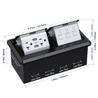 KYHSHJ Dual Pop-Up Floor Electrical Outlet Box Kit，20 Amp Stainless Steel USB TR Receptacle Outlet，3-Port RJ45 Datacom Receptacle，Waterproof Gasket with IP44 Waterproof Rating, ETL Listed, Black