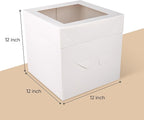 Cakebon Cake Boxes with Boards - 12 Inch Round Cake Drum White (6-pack) - Box With Window for Birthdays, Weddings and Parties