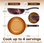Diamond X Premium Non Stick Wok Pan - 11" Large Flat Bottom Chinese Wok - Woks & Stir-fry Pans Nonstick - Titanium-Coated 8-Layered Korean Engineered Skillet for Frying, Oil-Free, PFOA-Free
