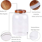 Large Glass Food Canisters, 66 FL OZ(1950ml) Kitchen Serving Stoarge Container with Airtight Acacia Lids, Cereal Dispenser Jars for Spaghetti Pasta, Powder, Spice, Tea, Coffee(7.6inch high)