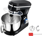 VEVOR Stand Mixer, 5QT Dough Mixer, 10+P Speeds Tilt-head Food Mixer, Kitchen Mixer with Stainless Steel Bowl, Dough Hook, Wire Whip, Beater, Scraper, Household Stand Mixer for Baking Mixing, Black