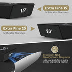 High Carbon Stainless Steel Rolling Knife Sharpener with 400, 1000 & 3000 Replacement Discs - Blunt Knife Sharpening Kit with 15 and 20 Degree Sharpening for Kitchen & Chef's Knives (BLACK) (Black)