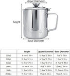 Milk Frothing Pitcher, Stainless Steel Coffee Cup Mug Milk Frothing Pitcher Jug with Lid and Handle Cappuccino Latte Coffee Art for Home Office Kitchen Coffee Shop, Silver(600ml)