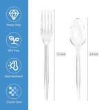 EcoDispose 100 Count Plastic Silverware, Heavy Duty Plastic 50 Forks & 50 Spoons Disposable Utensils Cutlery Set for Party Supplies