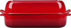 Enameled Cast Iron Loaf Pan with Lid, Dutch Oven Bread pan for Homemade Sourdough Bread Baking, 12.5x5.5 inch, 5qt, Red