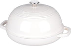 Enameled Cast Iron Dutch Oven Pot with Lid, Bread Oven for Sourdough Bread Baking, Dutch Ovens with Bread Proofing Basket& Baking Supplies Set, 6 Quart, White