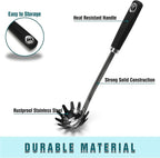 Stainless Steel Spaghetti Spoon - 12.6 Inch Pasta Spoon with Comfortable Grip Design -Metal Pasta Fork Pasta Server - Kitchen Gadgets Pasta Ladle Kitchen Tools