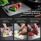 Titanium Cutting Board Set of 3,100% Pure Titanium Cutting Boards for Kitchen Double Sided,Hygiene Durable Dishwasher,Fruit & Vegetables （S+M+L)