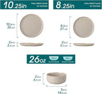 vancasso PLAYA Ceramic Plates and Bowls Sets,18 Pieces Grey Dinnerware Sets for Kitchen,Reactive Glaze Dishes Set for 6, Dishwasher and Microwave Safe